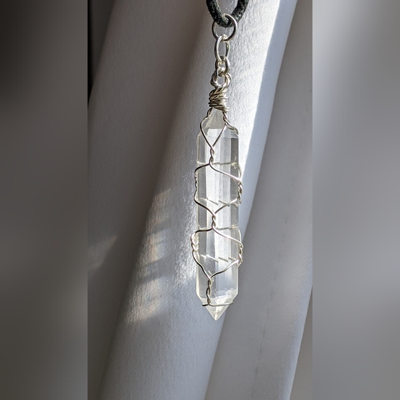 Healing Vogel Quartz Point Amulet Handmade Sterling Silver Basket Weave - Picture 11 of 16